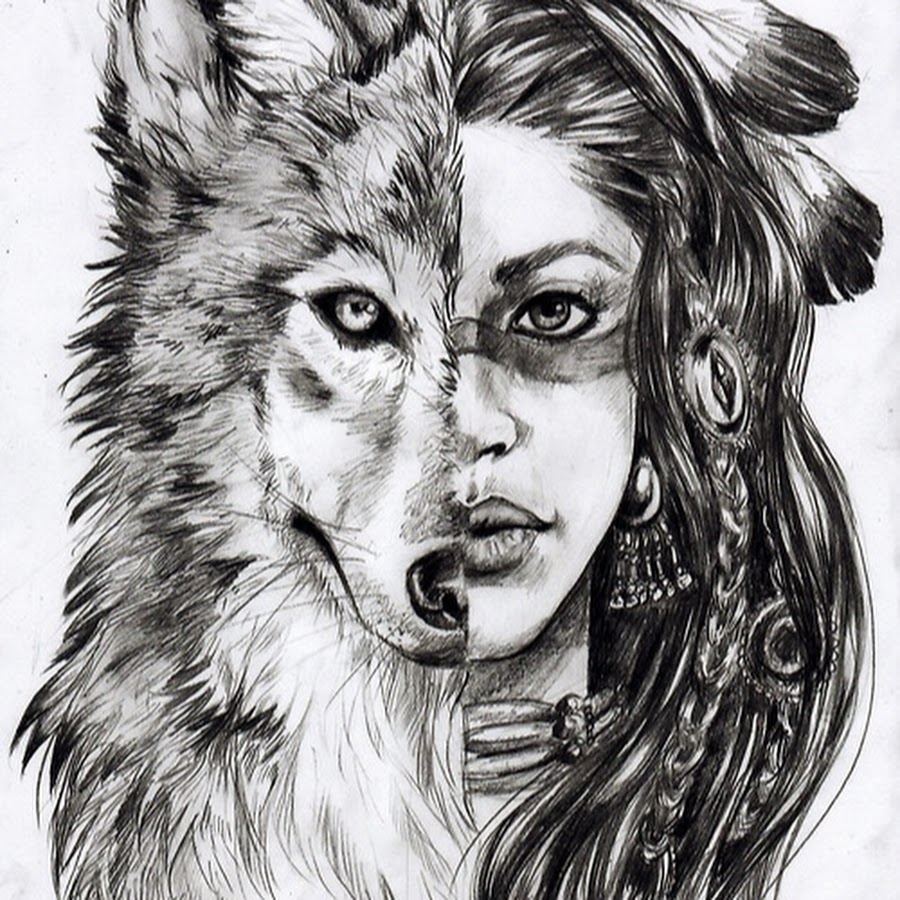 Девушка в шкуре волка арт