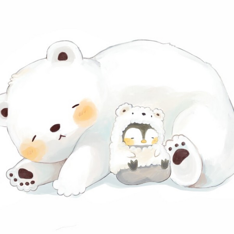 Белый медведь милый мультяшный