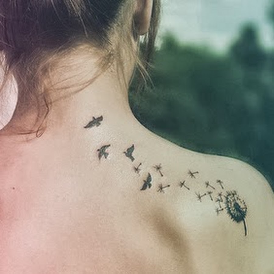 татуировка птички на ключице для девушек