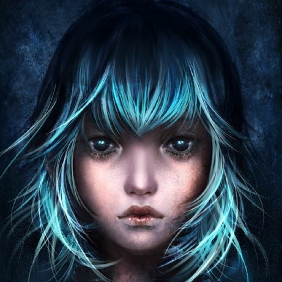 Девочка с голубыми волосами арт