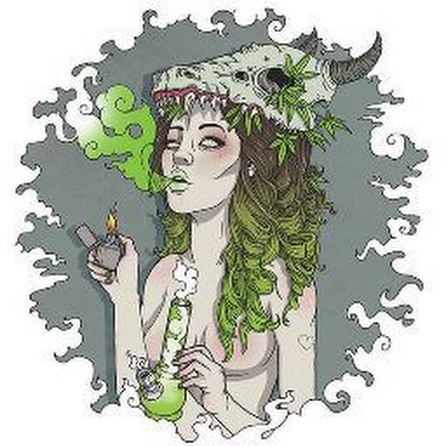 Эскиз девушка с марихуаной