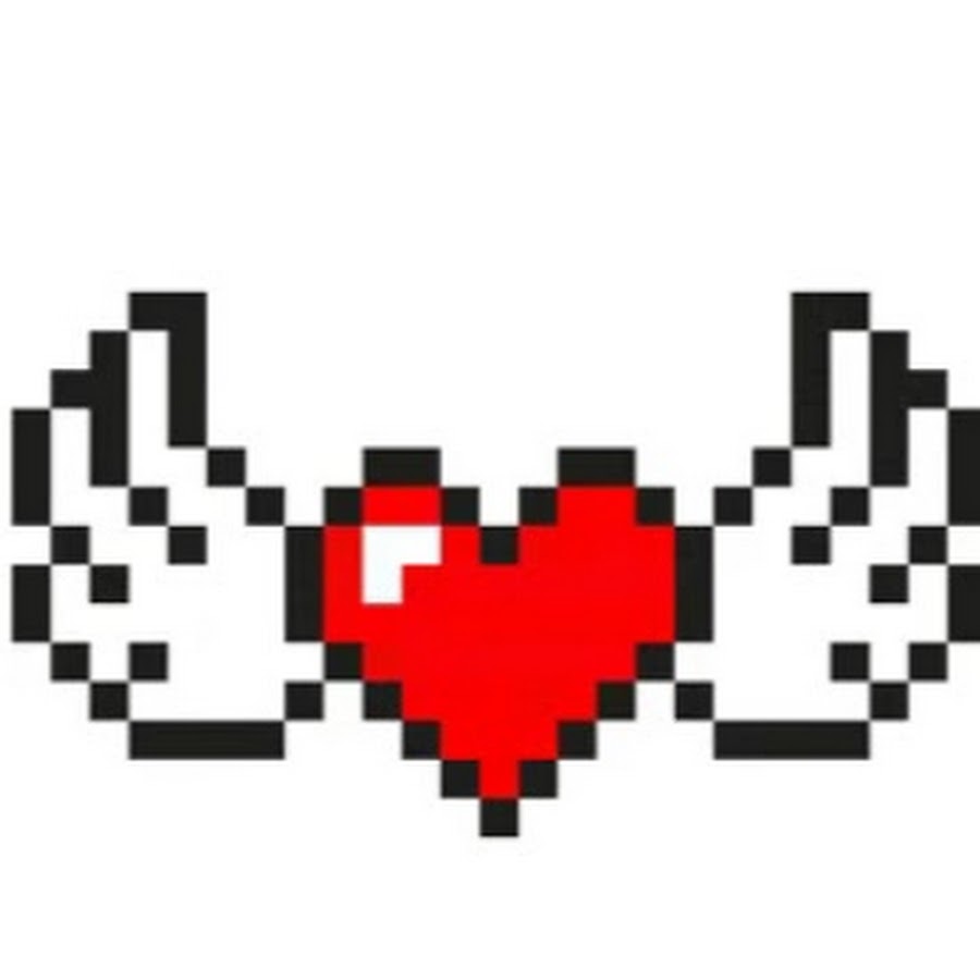 Пиксельное сердце с крыльями