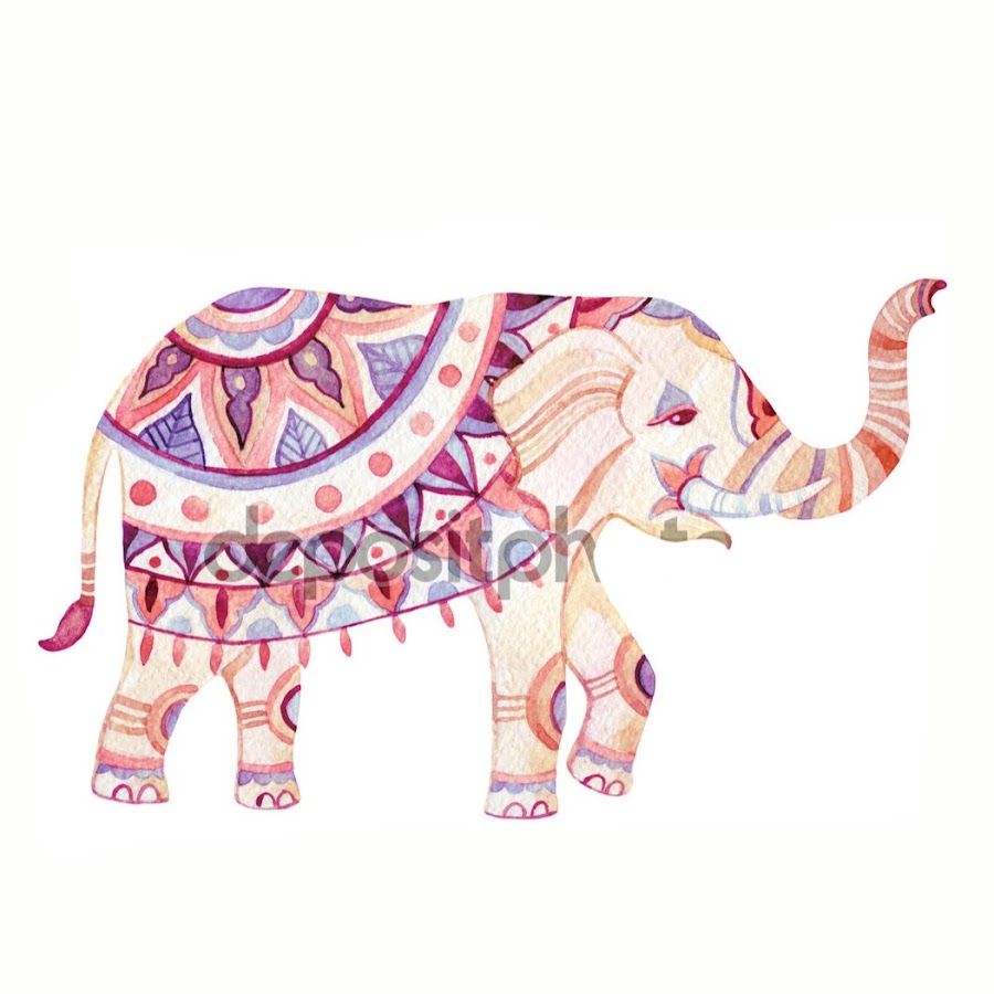 Индийский слон акварелью