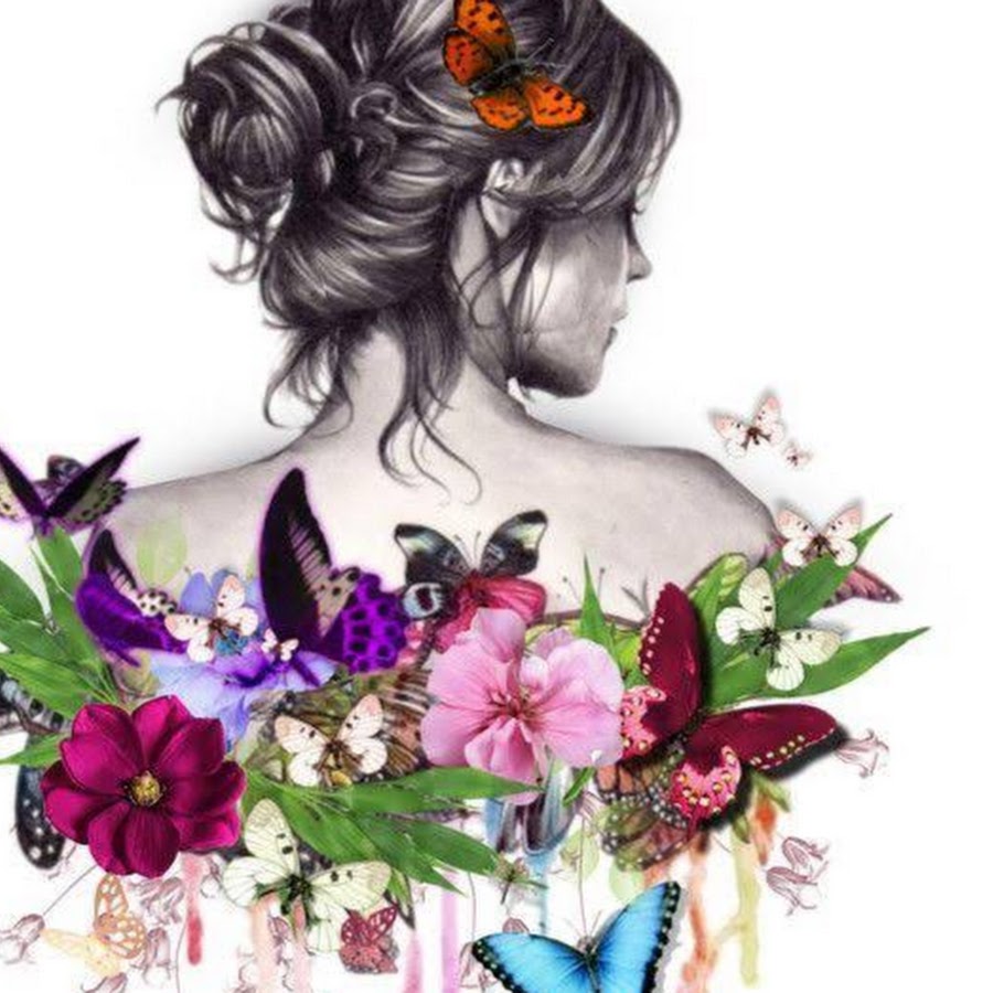 Девушка нарисованная с бабочками