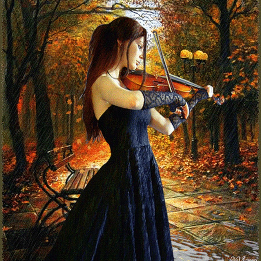 Осень девушка со скрипкой
