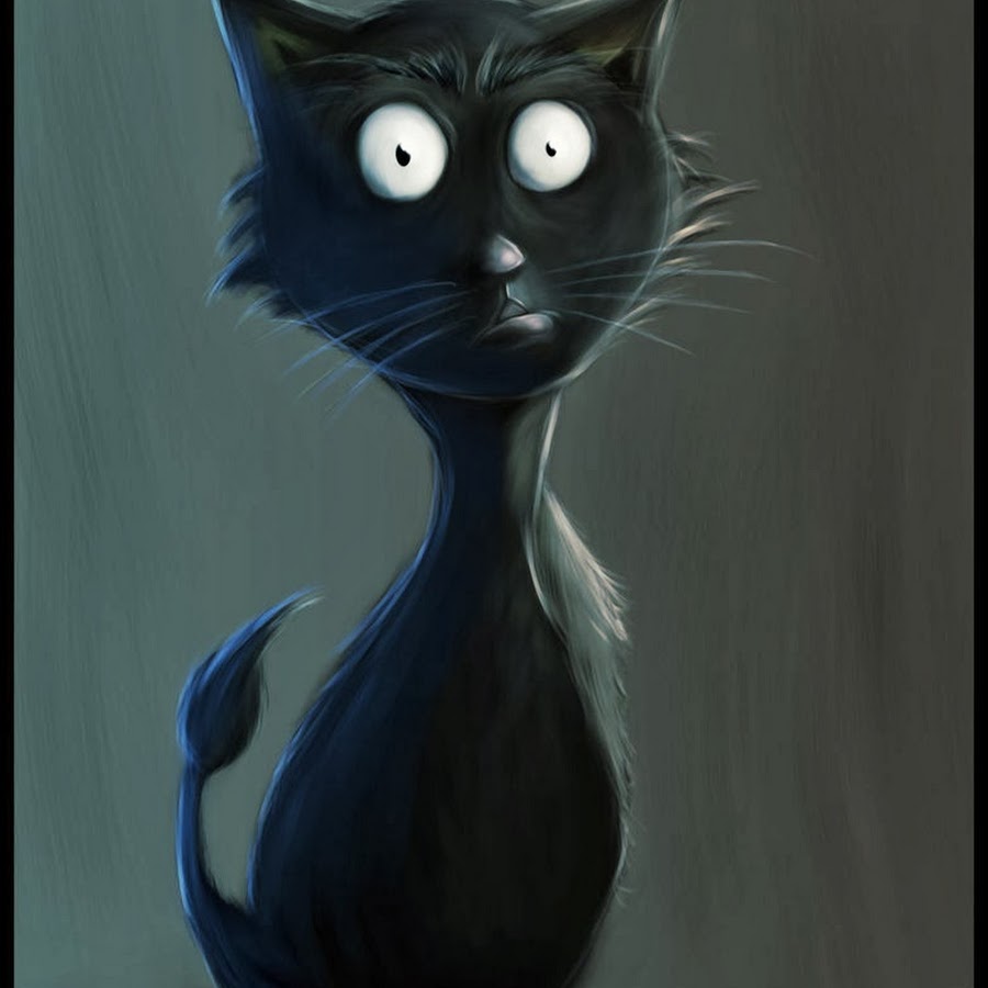 Прикольный черный кот