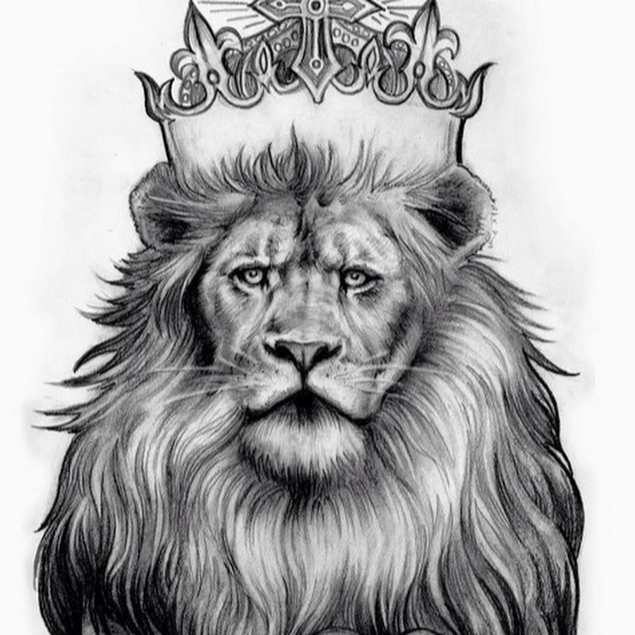 эскиз татуировок лев корона