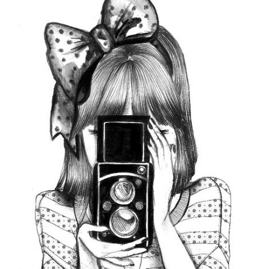 Девушка с фотоаппаратом рисунок