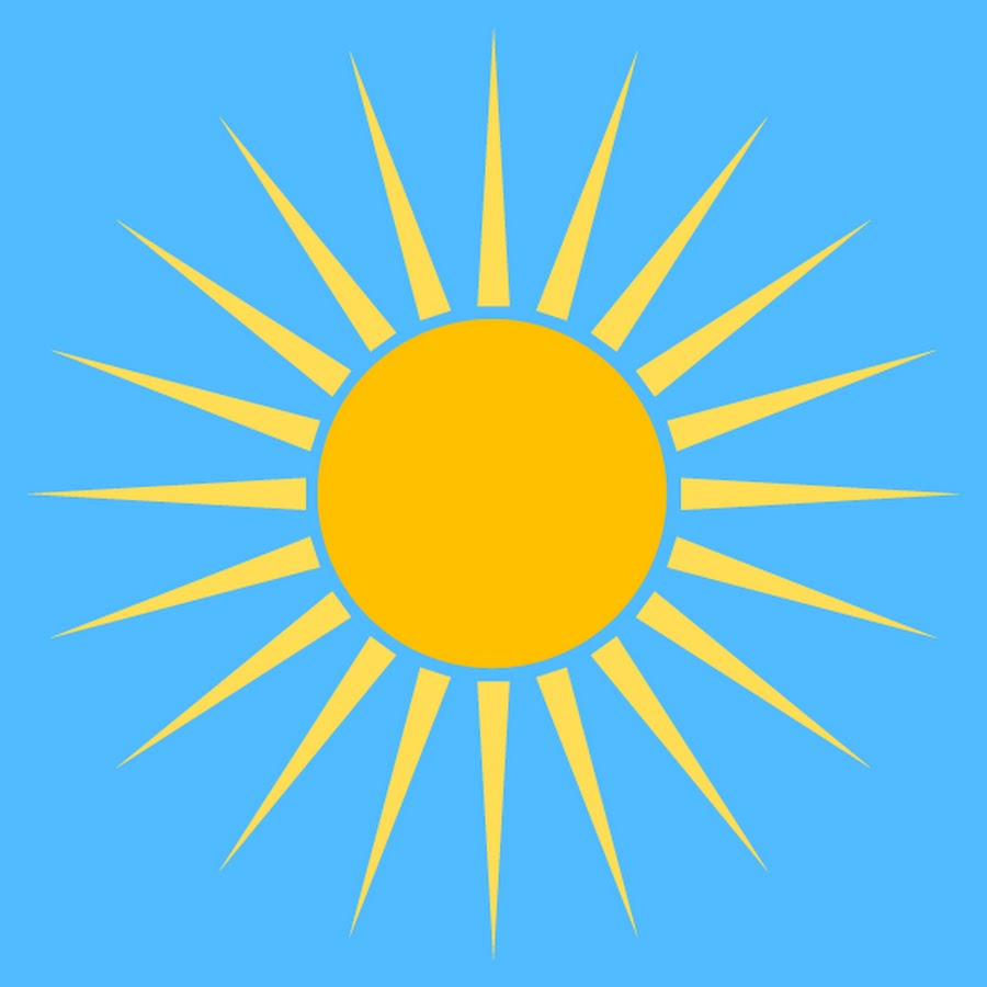 Солнце с лучиками на голубом фоне