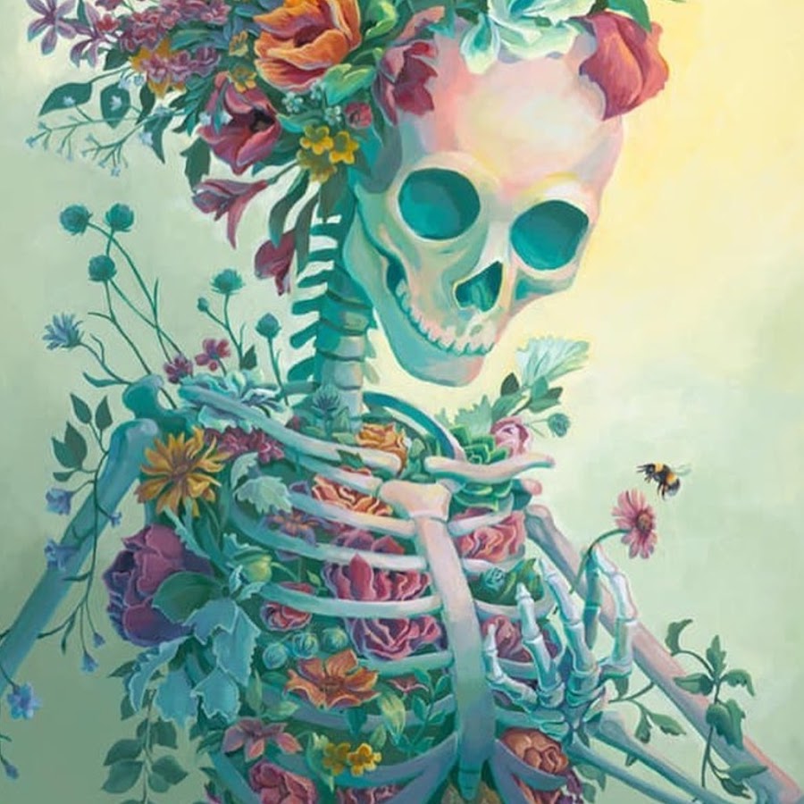Эскиз скелет в цветах