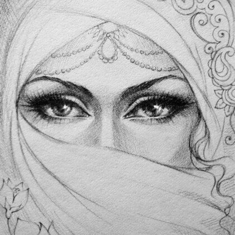 Хиджаб рисунок карандашом