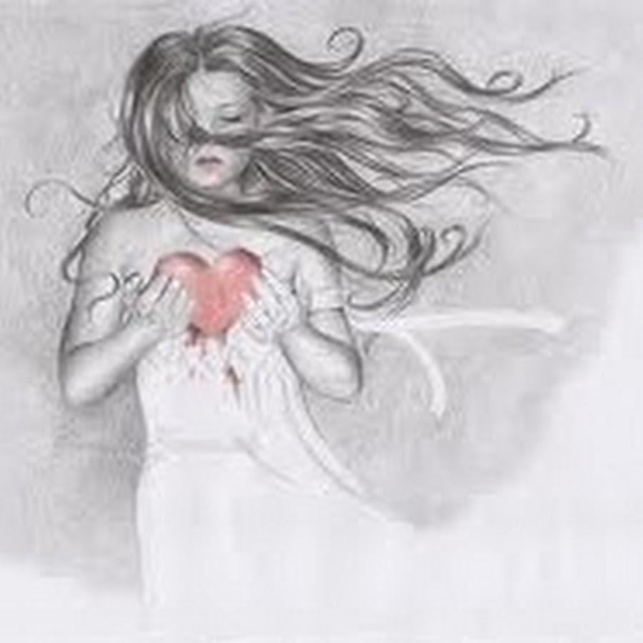 Нарисованная девушка с разбитым сердцем