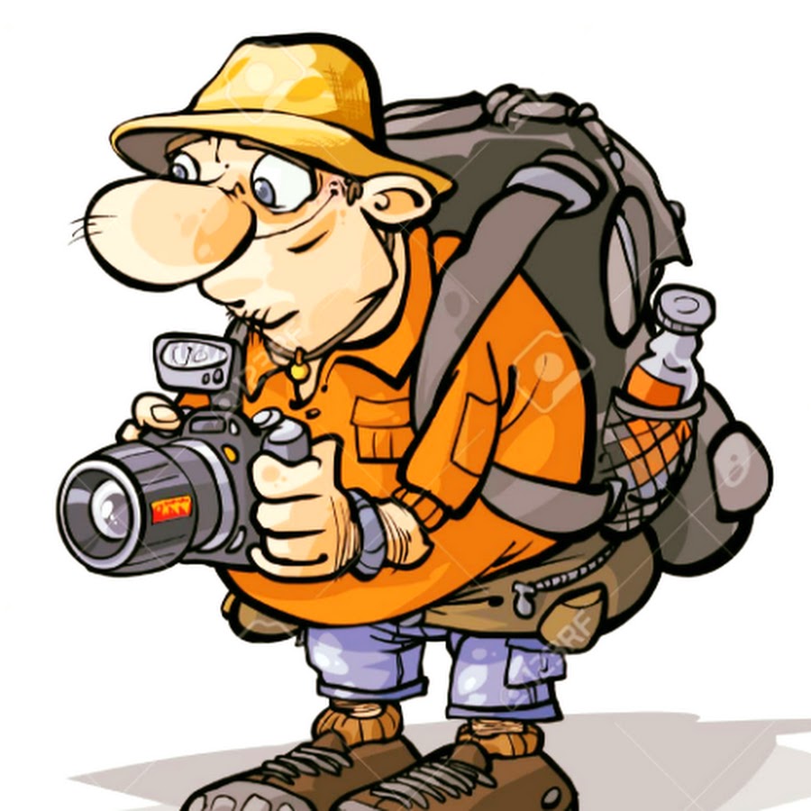 Мультяшный турист с фотоаппаратом