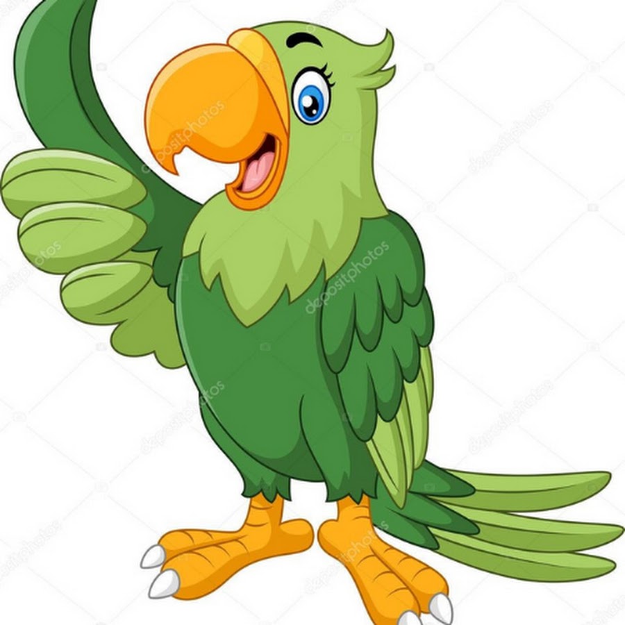 Зеленый попугай мультяшный