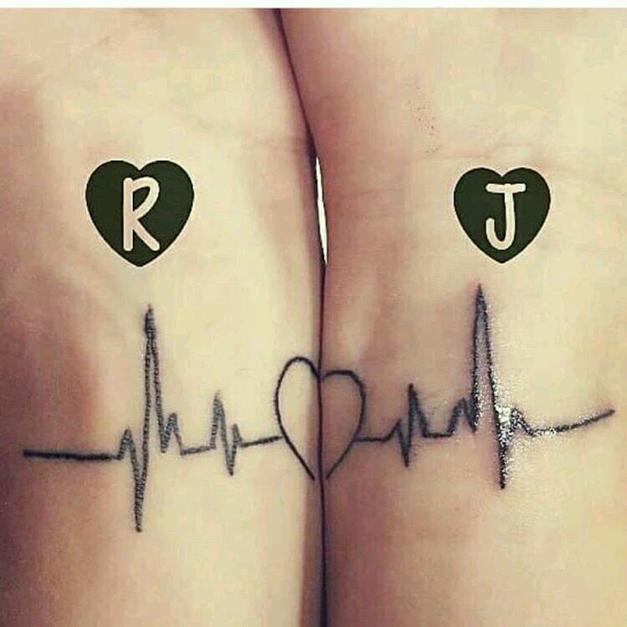 Парная Татуировка кардиограмма