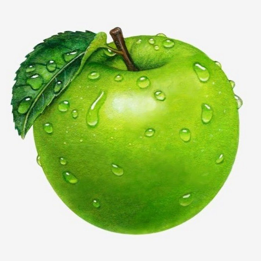 Зеленое яблоко на прозрачном фоне