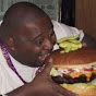 Guy eating hamburger