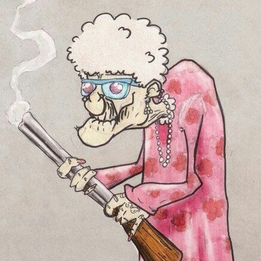 Шаржи бабка с пистолетом