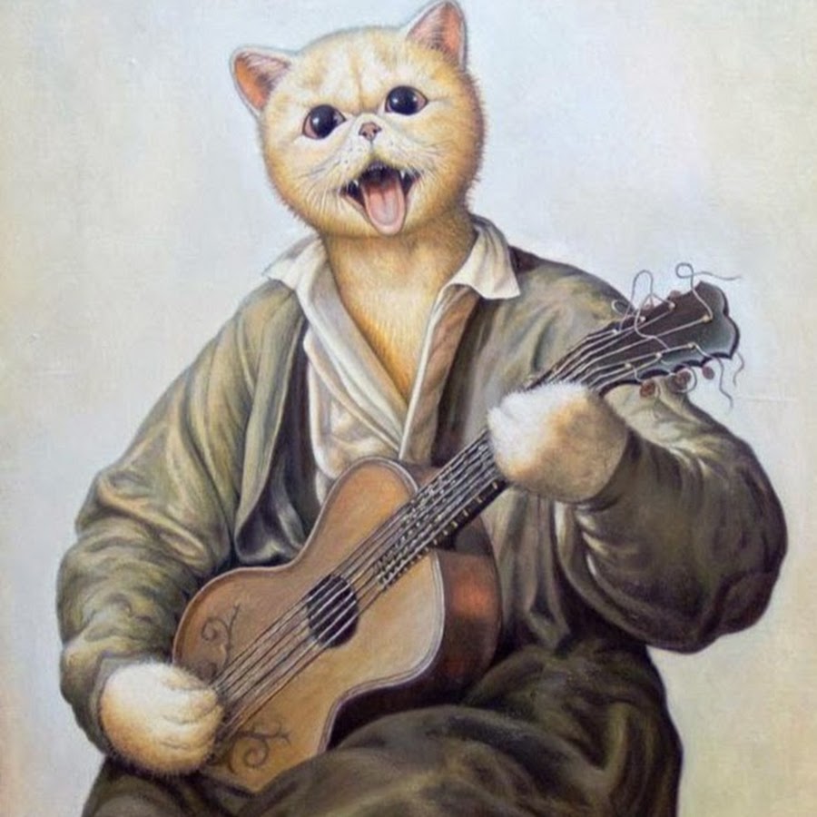 Пение животных. Кот с гитарой. Кот гитарист. Кот гит.