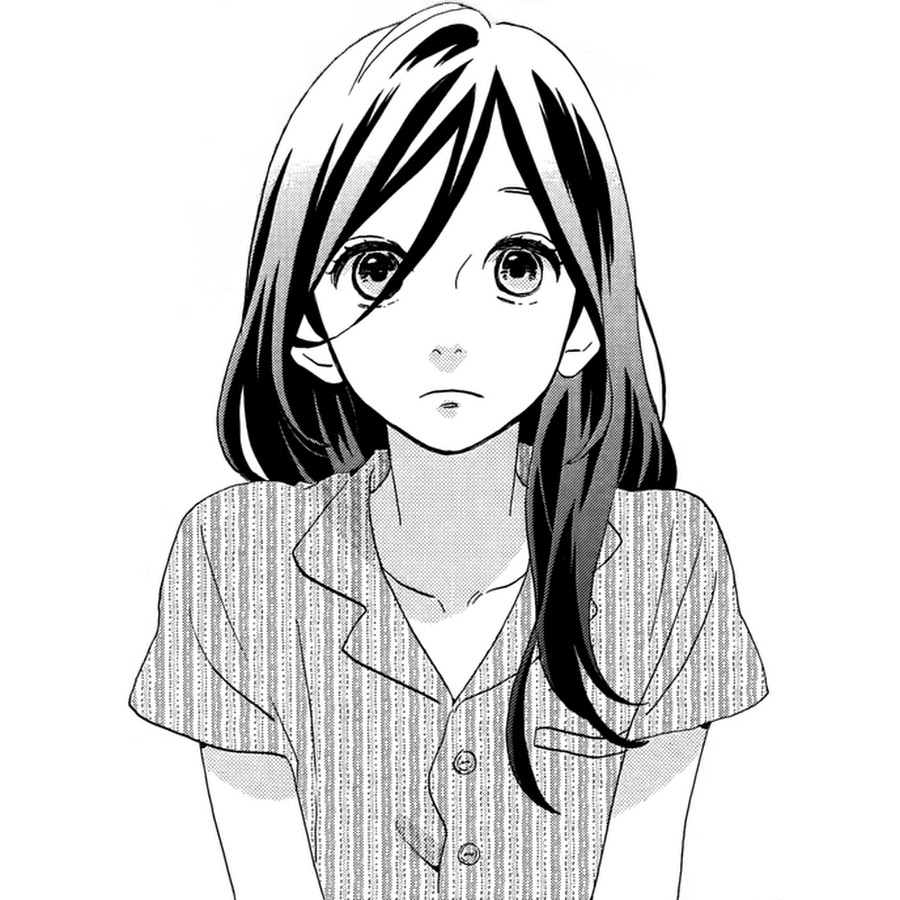 Черно белый рисунок девушки аниме