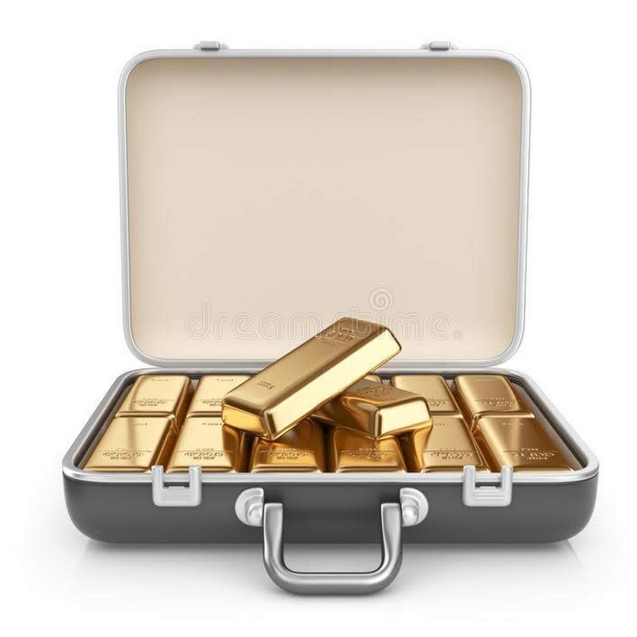 Золотой чемодан c деньгами
