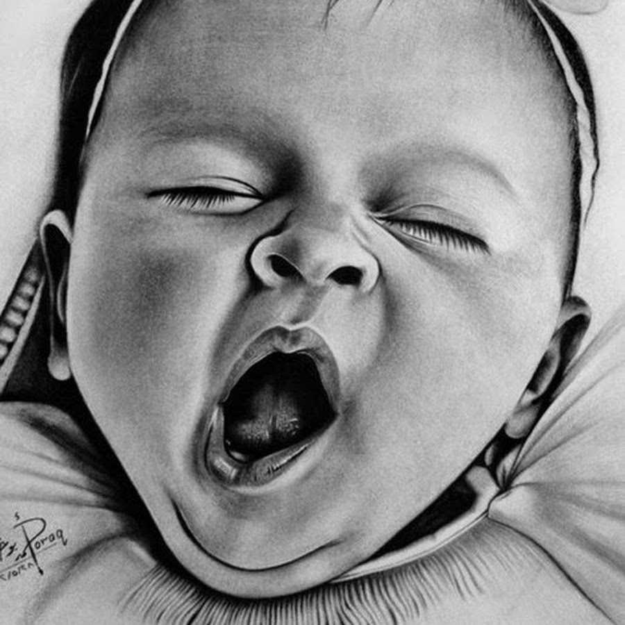 Нарисованный младенец реалистично
