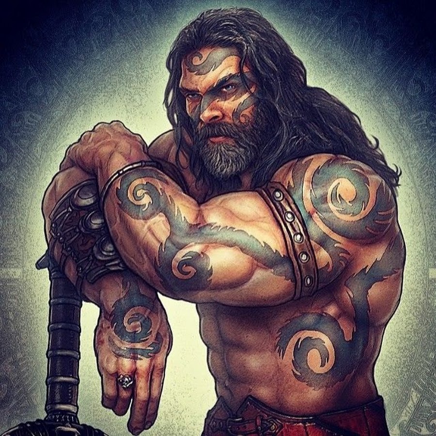 Barbarian with tribal tattoos