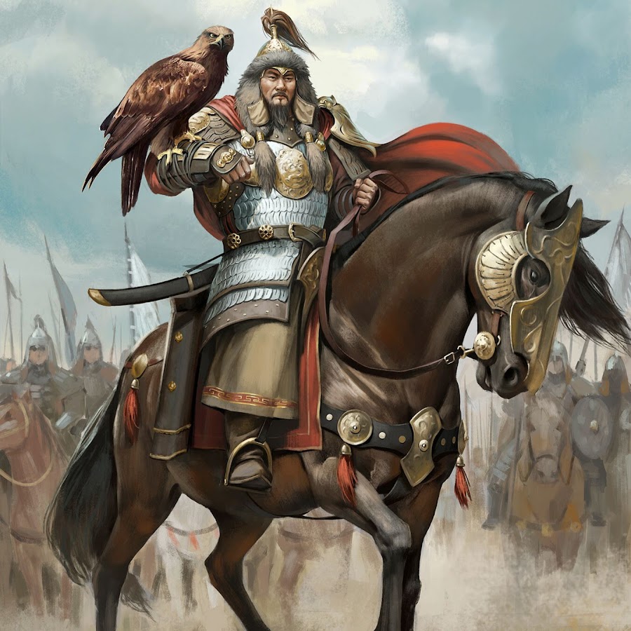 Монгольские воин с соколом