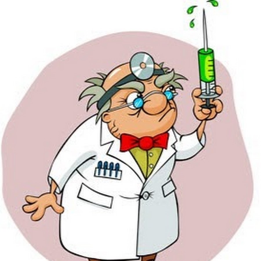 Карикатура доктор со шприцом