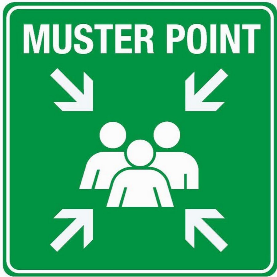 Знак сбора при эвакуации. Muster point. Muster point знак. Знак пункт сбора. Знак место сбора при эвакуации.