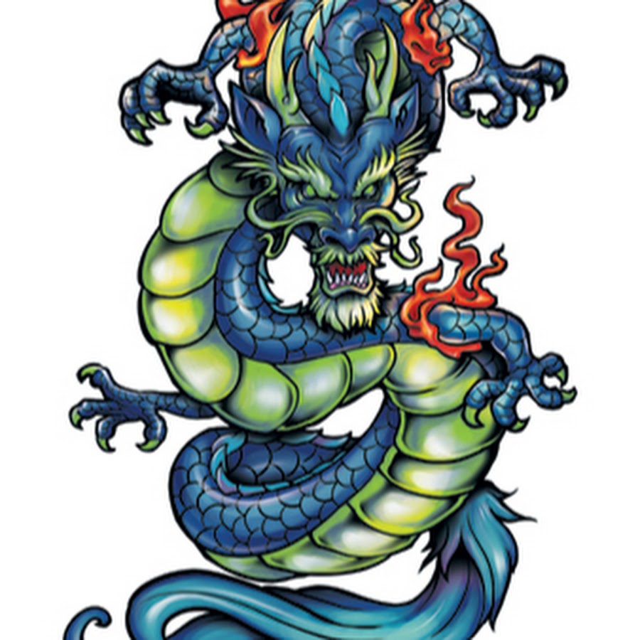 Китайский дракон тату эскизы цветные