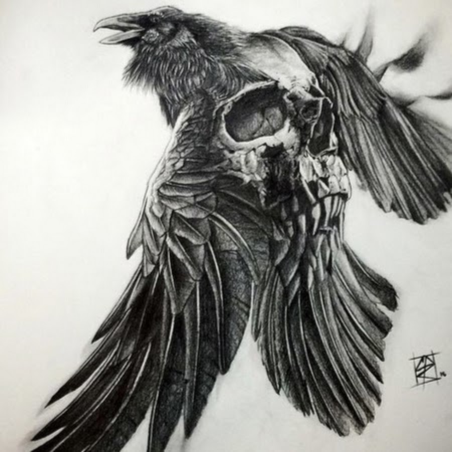 Татуировка ворона Джонни Деппа эскиз