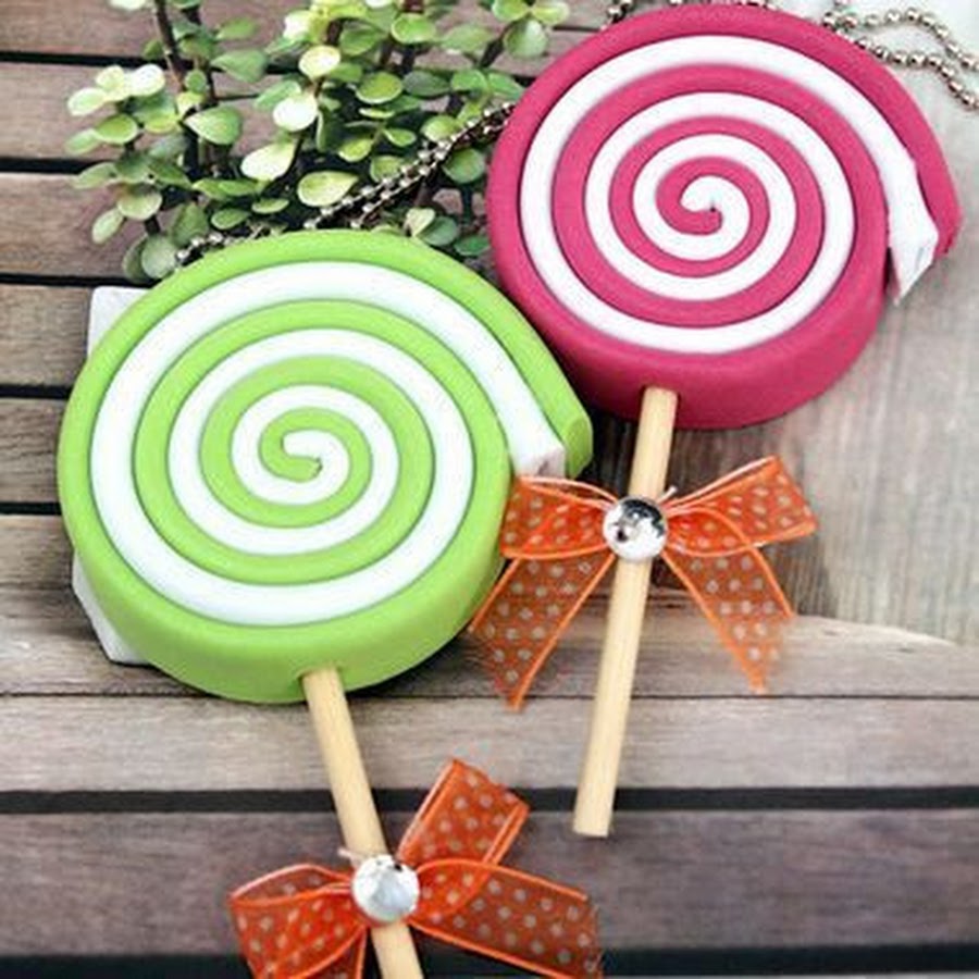 Fake Lollipop LARGE Big Carnival Candy Shoppe Clay Swirl Fake Lollipop Decoratio