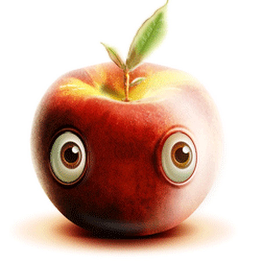 Глупое яблоко. Яблоко с глазками. Веселое яблоко. Живое яблоко.