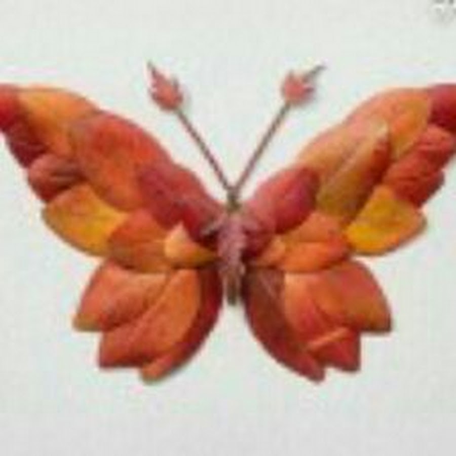 поделка из листьев бабочка фото