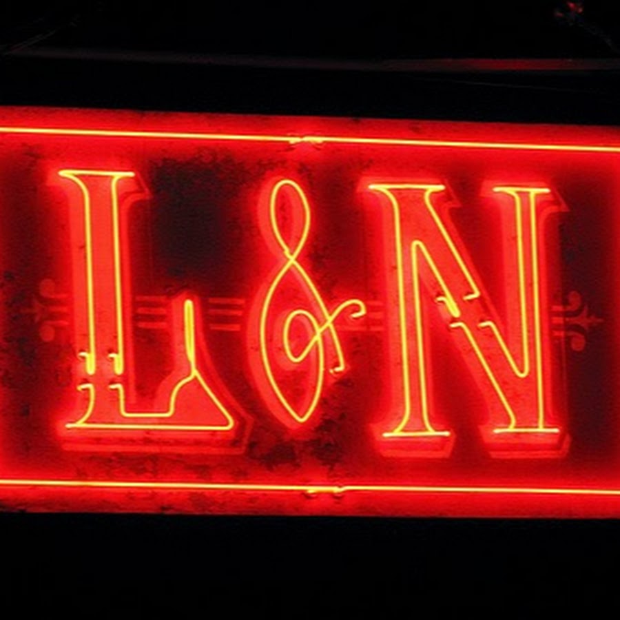 L a n 2. Ава Ln. N'L. Old Neon sign. L+N harflariga.