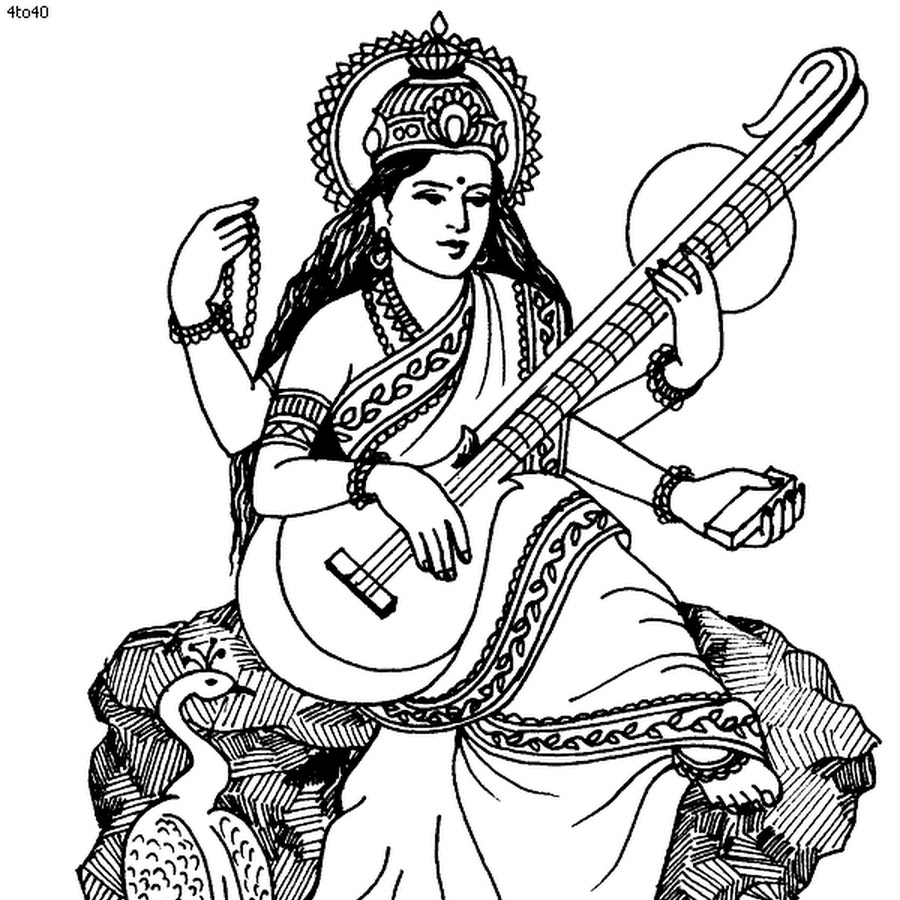 Рисунки древней индии. Богиня Сарасвати Индия. Боги древней Индии Сарасвати. Изображение Богини Сарасвати. Сарасвати богиня раскраска.