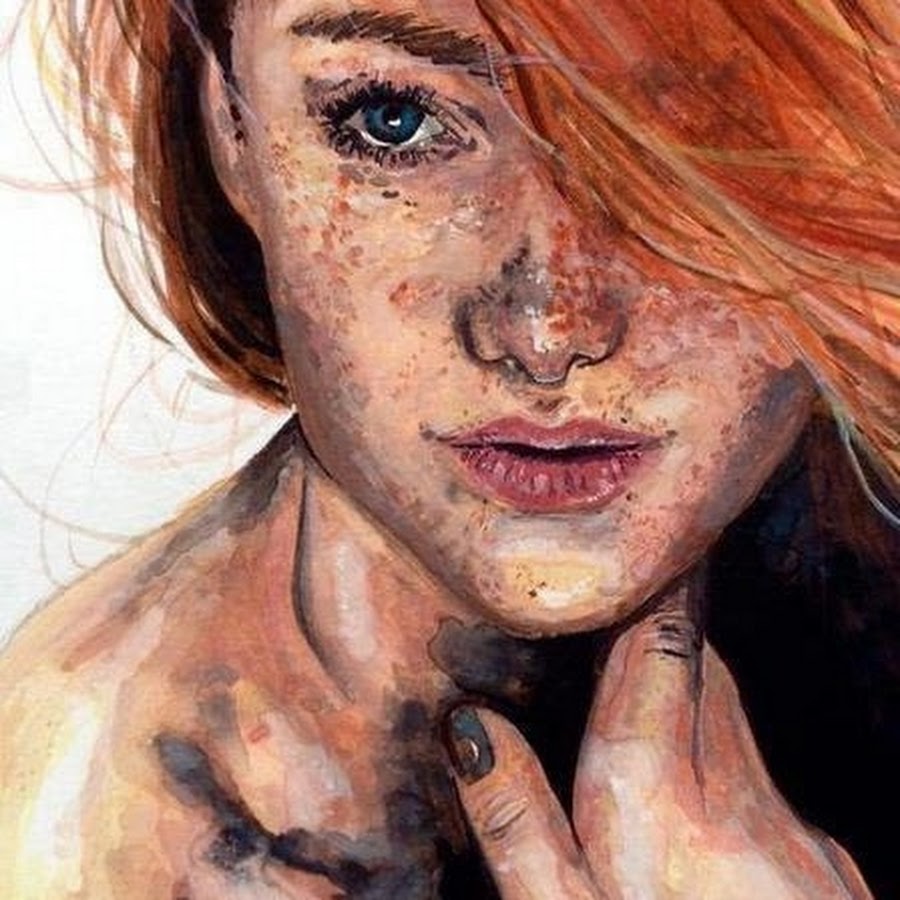 агнес сесиль картины. рыжая акварель. портрет человека акварелью. рыжая акварель. рыжая девушка акварель.