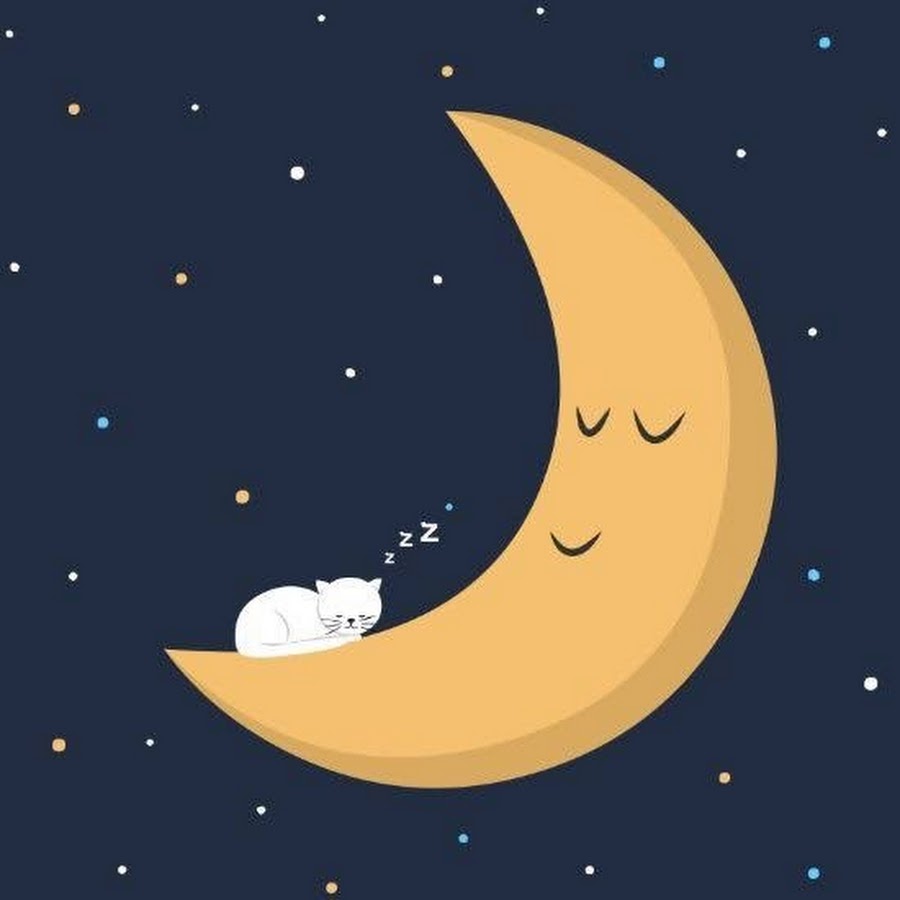 Сон луна и звезды. Спящий полумесяц. Луна засыпает.