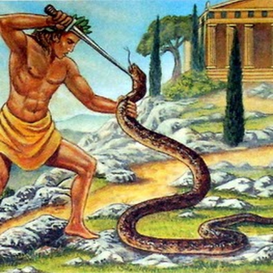 Змеи древности. Пифон в древней Греции. Аполлон побеждает Пифона. Мифы древней Греции Пифон. Аполлон и змей Пифон.