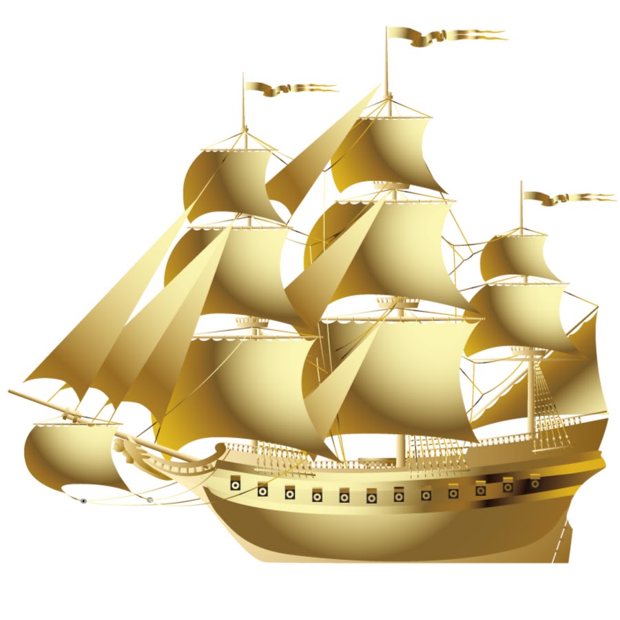 Gold ship. Золотой корабль. Корабль на прозрачном фоне. Корабль на белом фоне. Корабль с золотыми парусами.