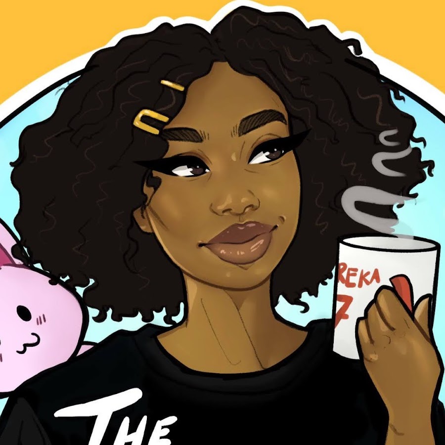 cartoon black woman sipping tea