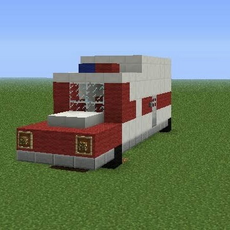 Помощи minecraft. Пожарная машина в Майне. Машина скорой помощи в МАЙНКРАФТЕ. Пожарная машина из МАЙНКРАФТА. Пожарная машина в МАЙНКРАФТЕ постройка.