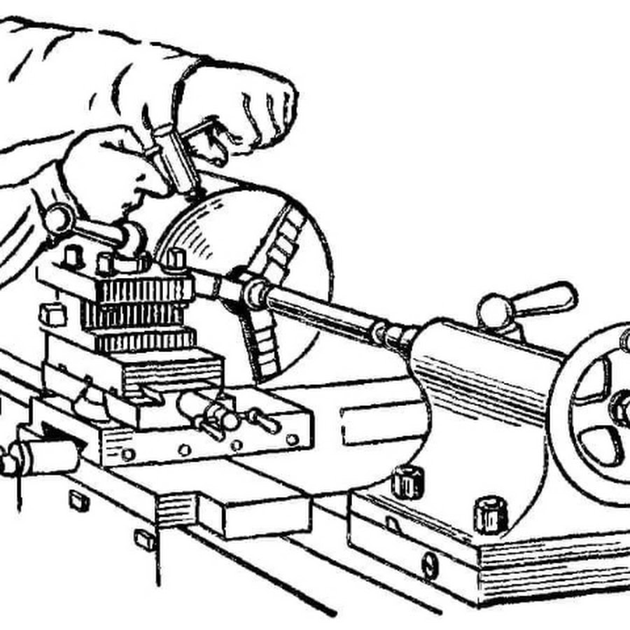 Станок рисунок. Закрепление детали в патроне. Зарисовка токарного станка. Токарный станок черно белое. Токарь.